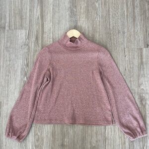 Madewell Ribbed Mockneck Long Sleeve Top – Heather Rose (Size M)